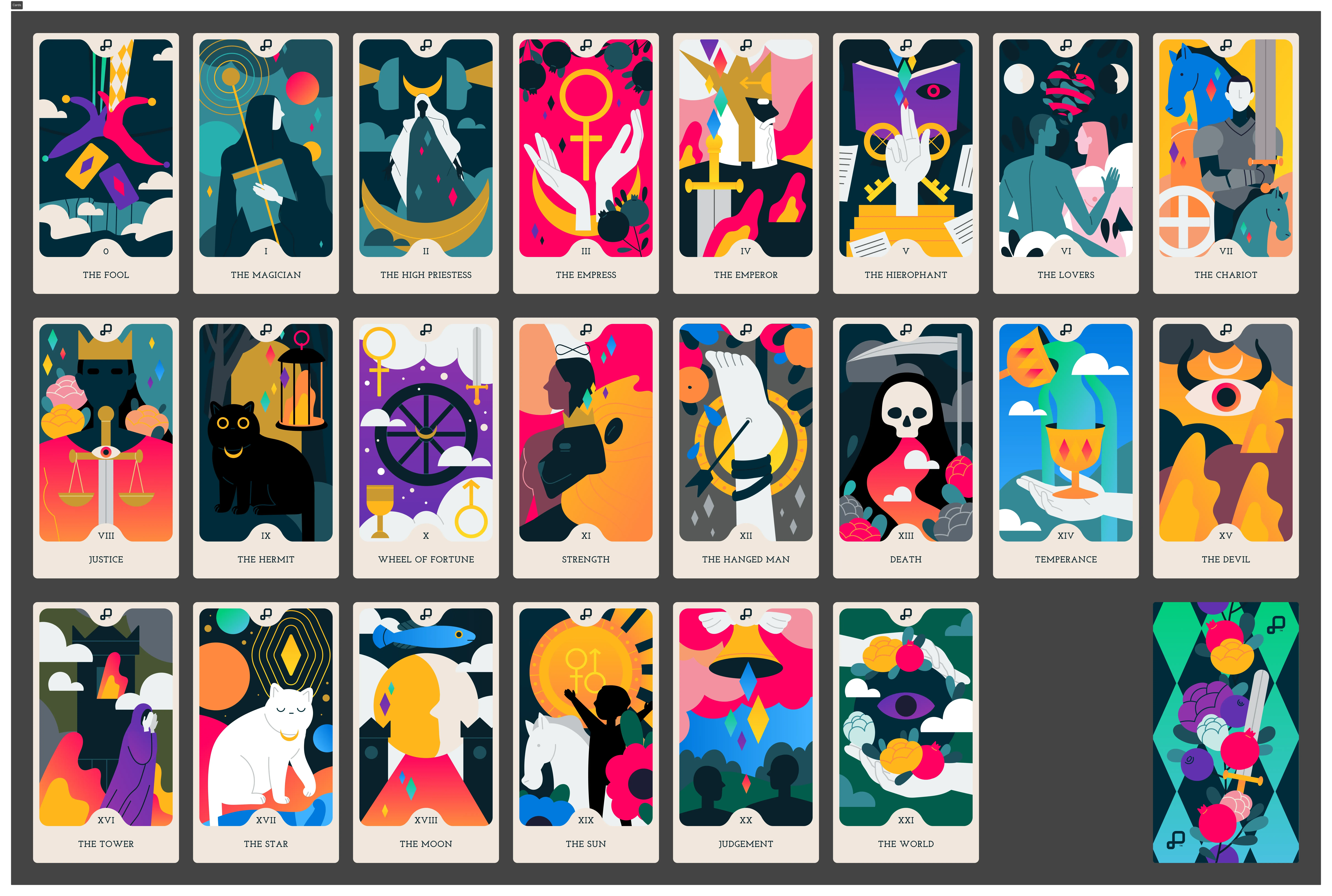 Vector tarot cards overview